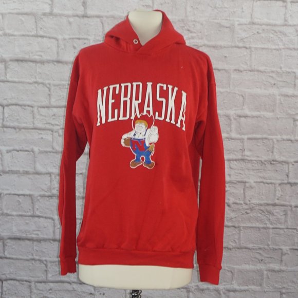 Vintage 80s Nebraska Corn Huskers Hoodie Sweatshirt - Picture 1 of 8